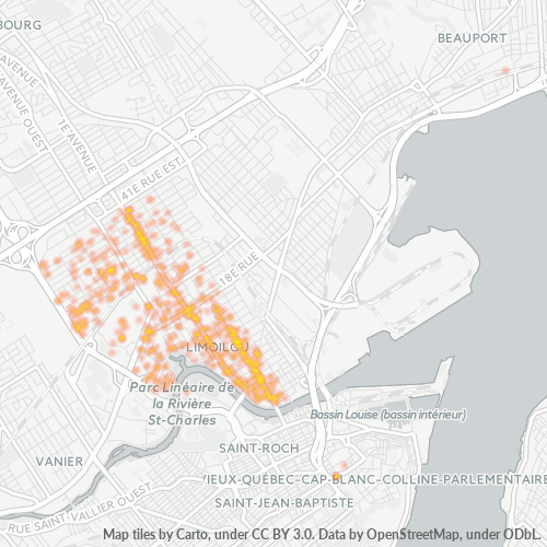 Bedrijfsconcentratie in Postcode G1L - Quebec (stad)