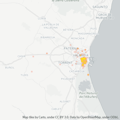 Verksamhetskoncentration i Postnummer 46013 - Valencia, Valencia (autonom region)