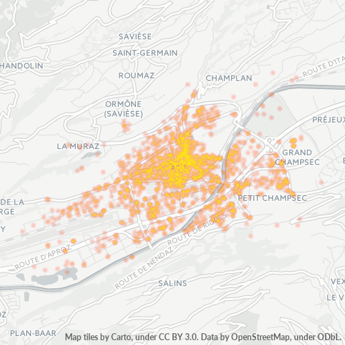 Dami ng Negosyo sa Postal Code 1950 - Sitten, Canton du Valais