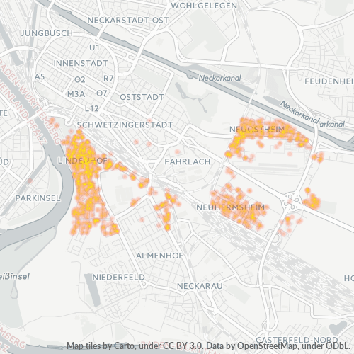 Konsentrasi Bisnis di Kode Pos 68163 - Mannheim, Baden-Württemberg