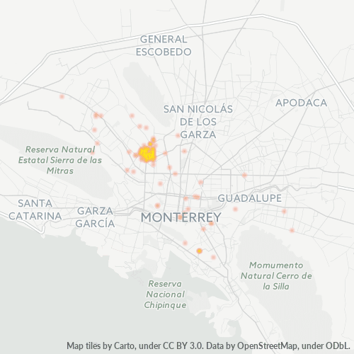 Verksamhetskoncentration i Postnummer 64180 - Monterrey, Nuevo León