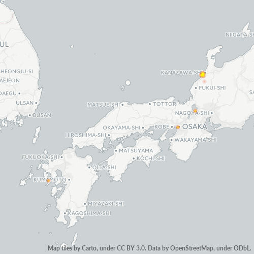 Dami ng Negosyo sa Postal Code 924 - Prepektura ng Ishikawa