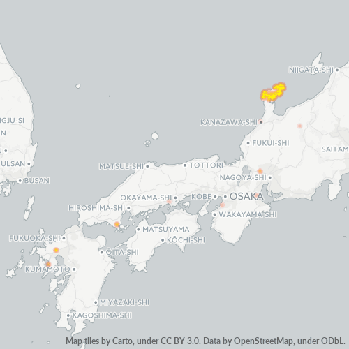 Bedrijfsconcentratie in Postcode 927 - Ishikawa (prefectuur)