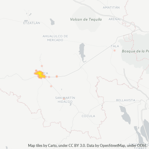 Verksamhetskoncentration i Postnummer 46600 - Ameca, Jalisco