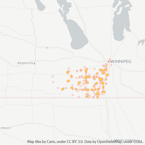 Bedrijfsconcentratie in Postcode R0G - Manitoba
