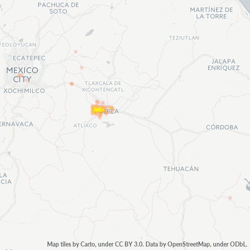 Verksamhetskoncentration i Postnummer 72760 - Cholula, Puebla (delstat)