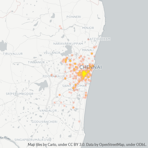 Bedrijfsconcentratie in Postcode 600006 - Madras, Tamil Nadu