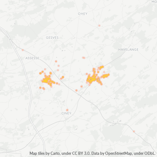 Bedrijfsconcentratie in Postcode 5360 - Hamois, Wallonië