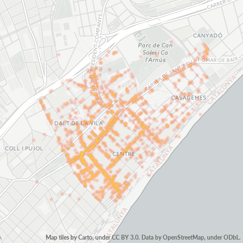 Bedrijfsconcentratie in Postcode 08911 - Badalona, Catalonië