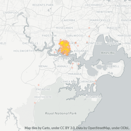 Virksomhedskoncentration i Postnummer 2223 - Oatley, New South Wales