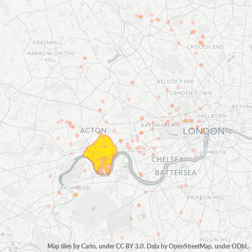 Concentració d'empreses a Codi Postal W4 - Londres, Anglaterra
