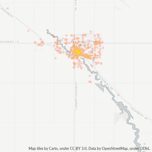Bedrijfsconcentratie in Postcode S4H - Weyburn, Saskatchewan