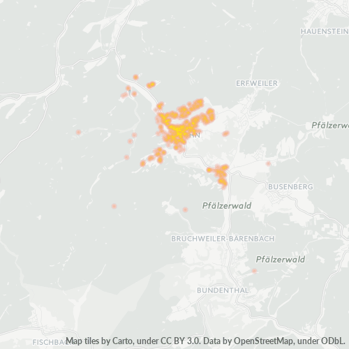 Bedrijfsconcentratie in Postcode 66994 - Dahn, Rijnland-Palts