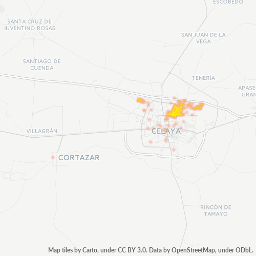 Verksamhetskoncentration i Postnummer 38030 - Celaya, Guanajuato (delstat)