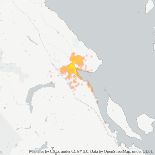 Bedrijfsconcentratie in Postcode V9N - Courtenay, Brits-Columbia