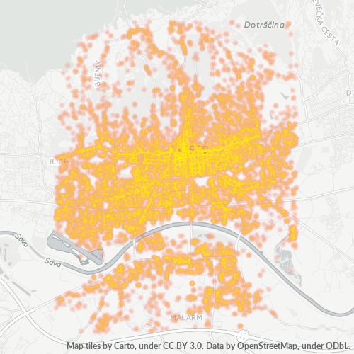 Bedrijfsconcentratie in Postcode 10000 - Zagreb