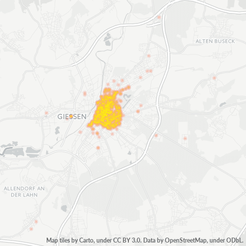 Business Concentration in Postal Code 35390 - Giessen, Hesse