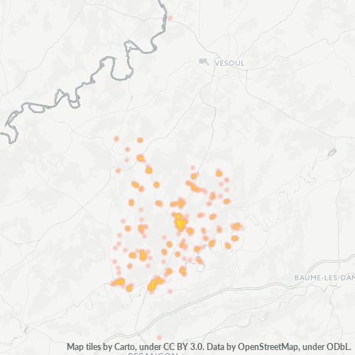 Dami ng Negosyo sa Postal Code 70190 - Montarlot-lès-Rioz, Franche-Comté
