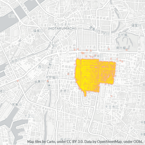 Bedrijfsconcentratie in Postcode 542 - Osaka (prefectuur)