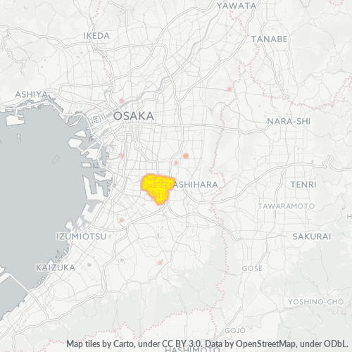 Bedrijfsconcentratie in Postcode 580 - Osaka (prefectuur)