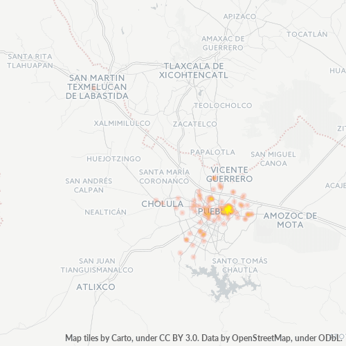 Verksamhetskoncentration i Postnummer 72270 - Puebla, Puebla (delstat)