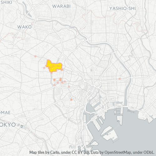 Bedrijfsconcentratie in Postcode 161 - Minamisenju, Tokyo Prefecture