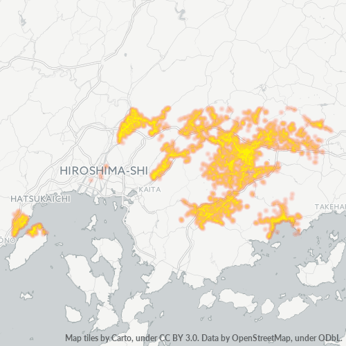 Bedrijfsconcentratie in Postcode 739 - Hiroshima (prefectuur)
