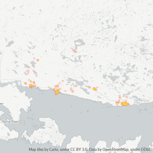 Bedrijfsconcentratie in Postcode P0R - Ontario