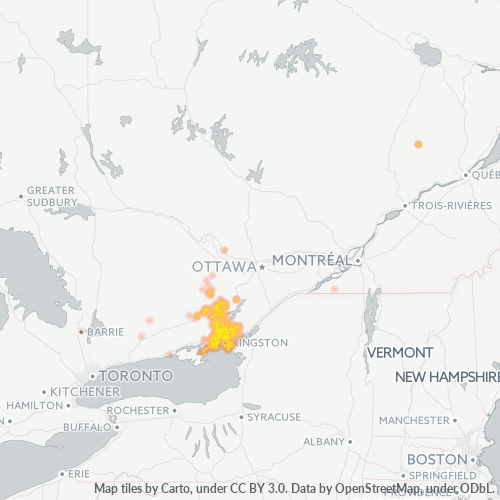 Concentration d'activités en/à/au/aux Code Postal K0H - Ontario