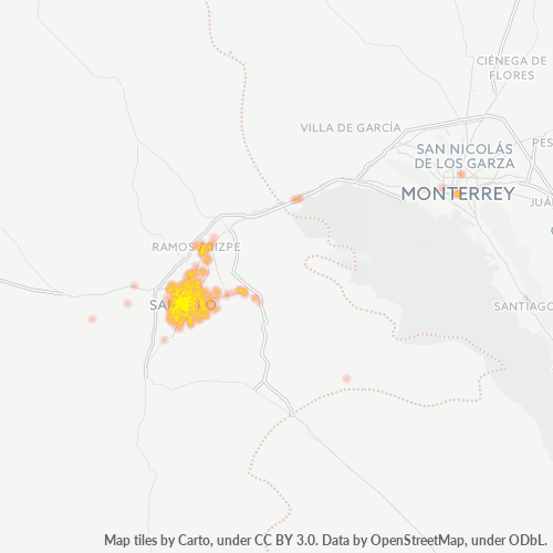 Verksamhetskoncentration i Postnummer 25000 - Saltillo, Coahuila