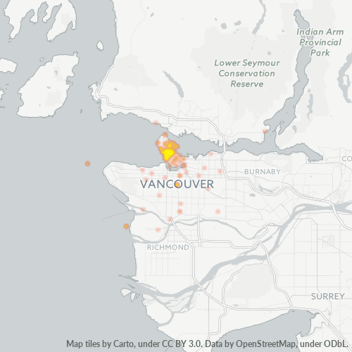 Dami ng Negosyo sa Postal Code V6G - Vancouver, British Columbia