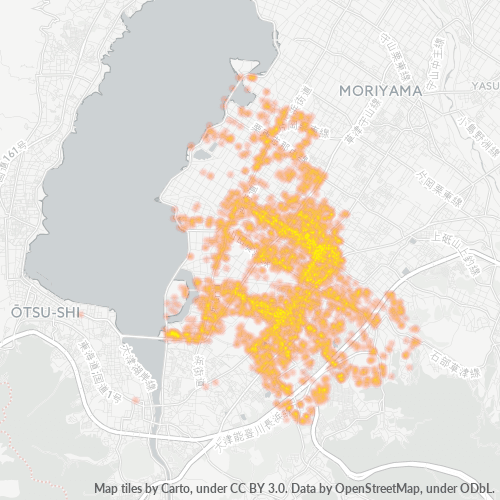 Bedrijfsconcentratie in Postcode 525 - Kusatsu, Shiga (prefectuur)