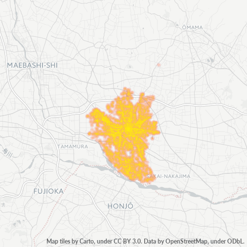 Bedrijfsconcentratie in Postcode 372 - Gunma (prefectuur)