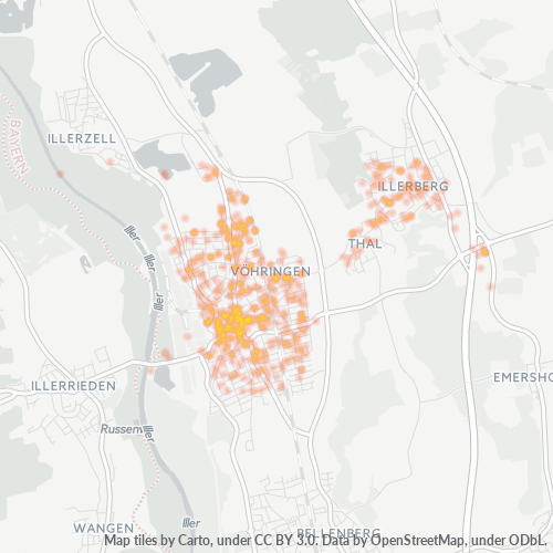 Verksamhetskoncentration i Postnummer 89269 - Vöhringen, Bayern