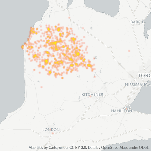 Concentration d'activités en/à/au/aux Code Postal N0G - Ontario