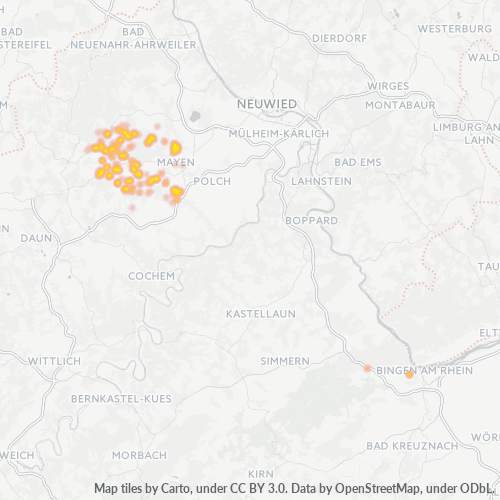 Bedrijfsconcentratie in Postcode 56729 - Siebenbach, Rijnland-Palts