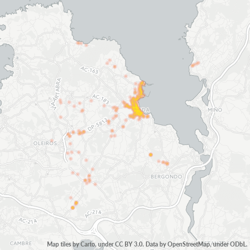 Bedrijfsconcentratie in Postcode 15160 - Spanje