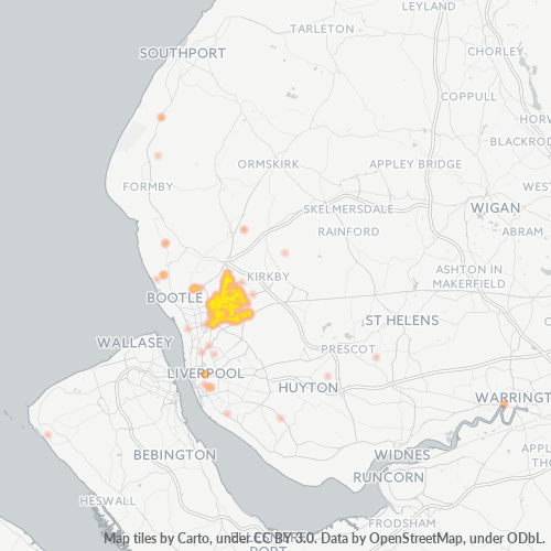 Concentració d'empreses a Codi Postal L9 - Liverpool, Anglaterra