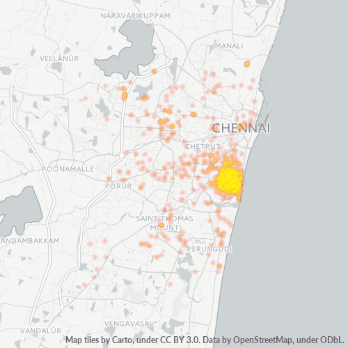 Bedrijfsconcentratie in Postcode 600004 - Madras, Tamil Nadu