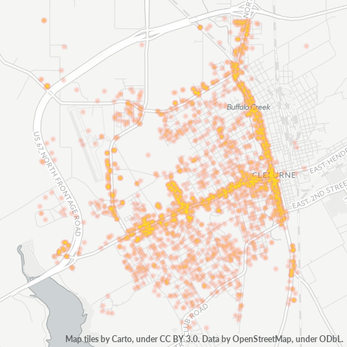 Verksamhetskoncentration i Postnummer 76033 - Cleburne, Texas