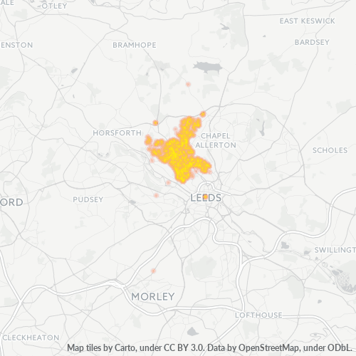 Concentració d'empreses a Codi Postal LS6 - Leeds, Anglaterra