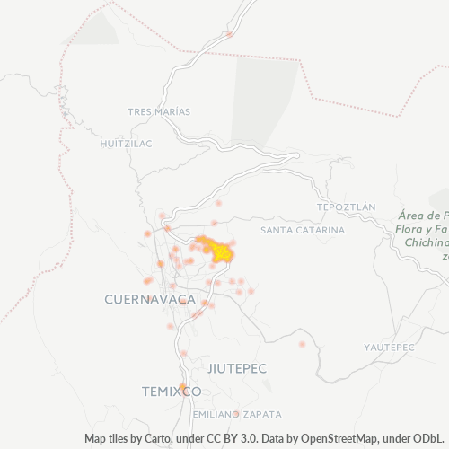 Verksamhetskoncentration i Postnummer 62320 - Jiutepec, Morelos