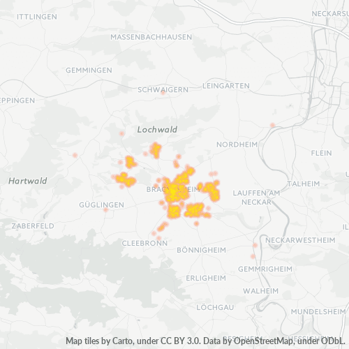Verksamhetskoncentration i Postnummer 74336 - Brackenheim, Baden-Württemberg