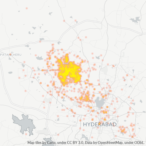 Bedrijfsconcentratie in Postcode 500072 - Kūkatpalli, Telangana