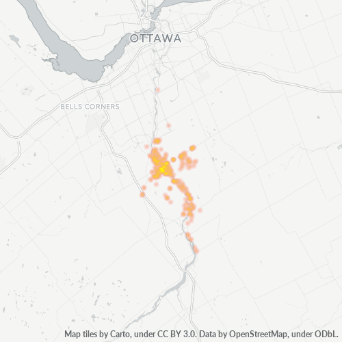 Bedrijfsconcentratie in Postcode K4M - Ontario