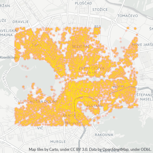 Bedrijfsconcentratie in Postcode 1000 - Ljubljana, Mestna Občina Ljubljana