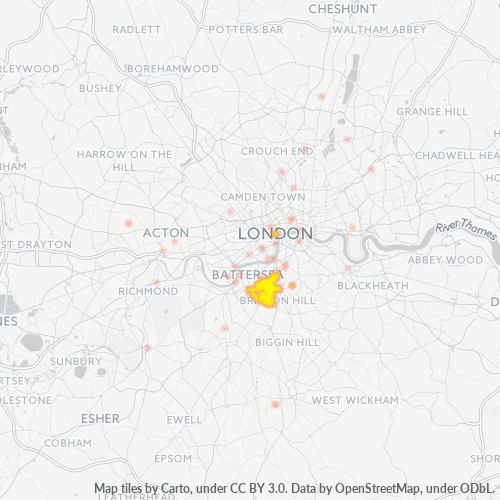 Concentració d'empreses a Codi Postal SW4 - Londres, Anglaterra