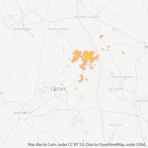 Verksamhetskoncentration i Postnummer CW11 - Sandbach, England