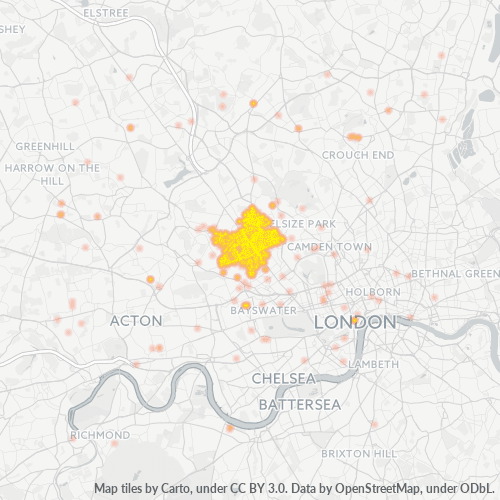Verksamhetskoncentration i Postnummer NW6 - Storbritannien
