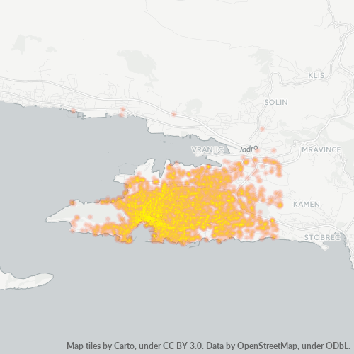 Virksomhedskoncentration i Postnummer 21000 - Split, Splitsko-Dalmatinska Županija